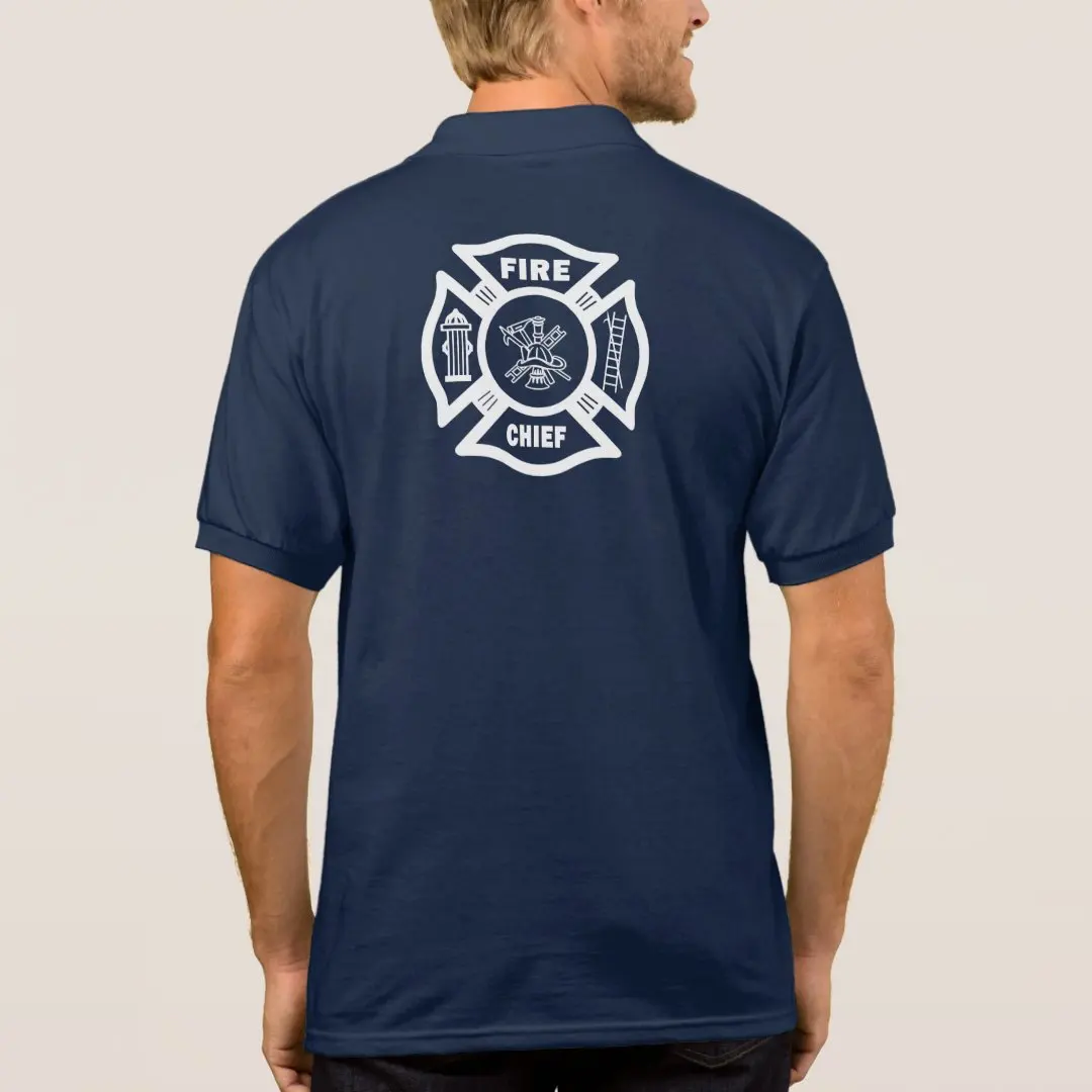 100% Cotton Firefighter Fire Chief Polo Shirt Custom Printing Logo Event Staff Security Guard Fire Fighting Uniform Polo T Shirt