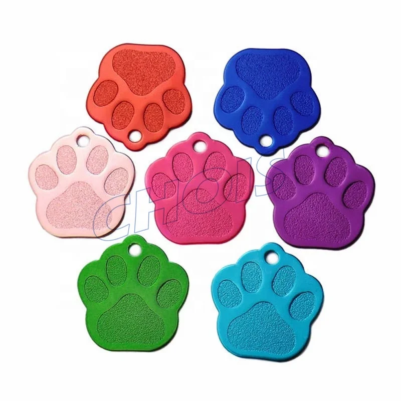 Custom Paw Shape Blank Metal Dog Tag Sublimation Aluminum Pet Name ID Plate 35mm