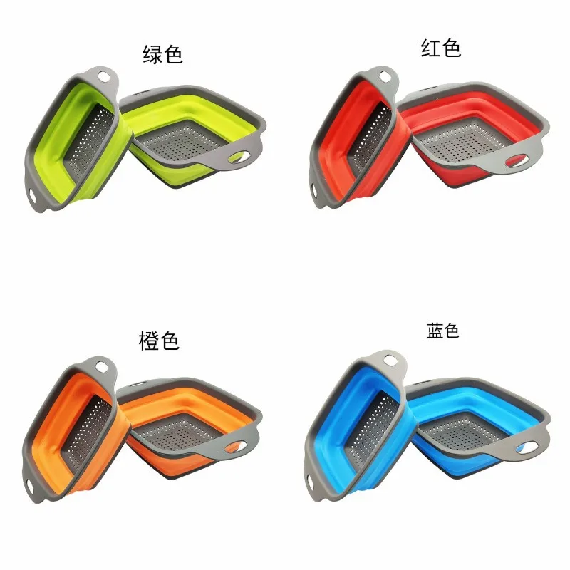 Kitchen Sink Strainers Folding Heat-resistant Space-saving Basket Silicone Collapsible Colanders Baskets With Handles