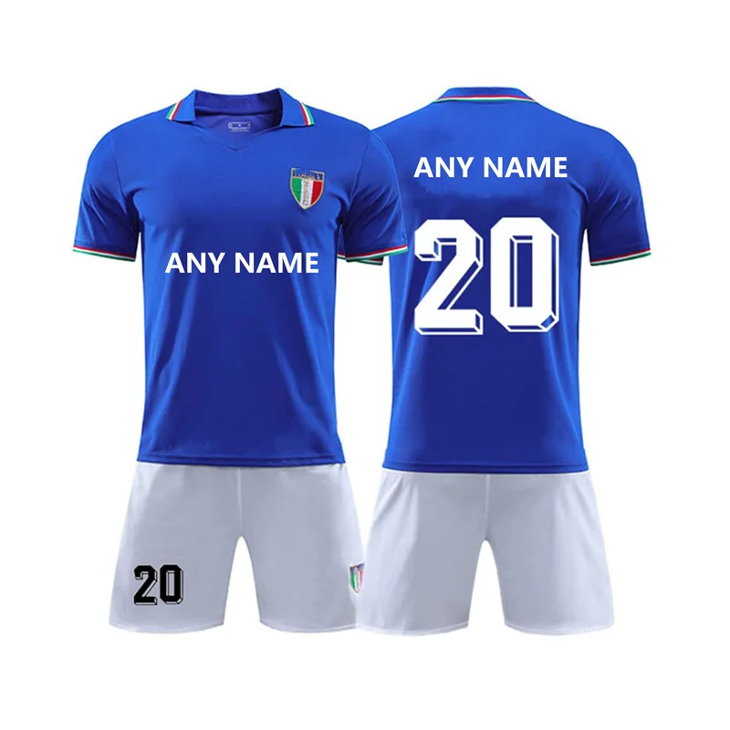 2020 2021 New Plain Breathable Sublimation Polyester Adult Kids Soccer Jersey And Soccer Wear Cheap Price Italy Soccer Jersey