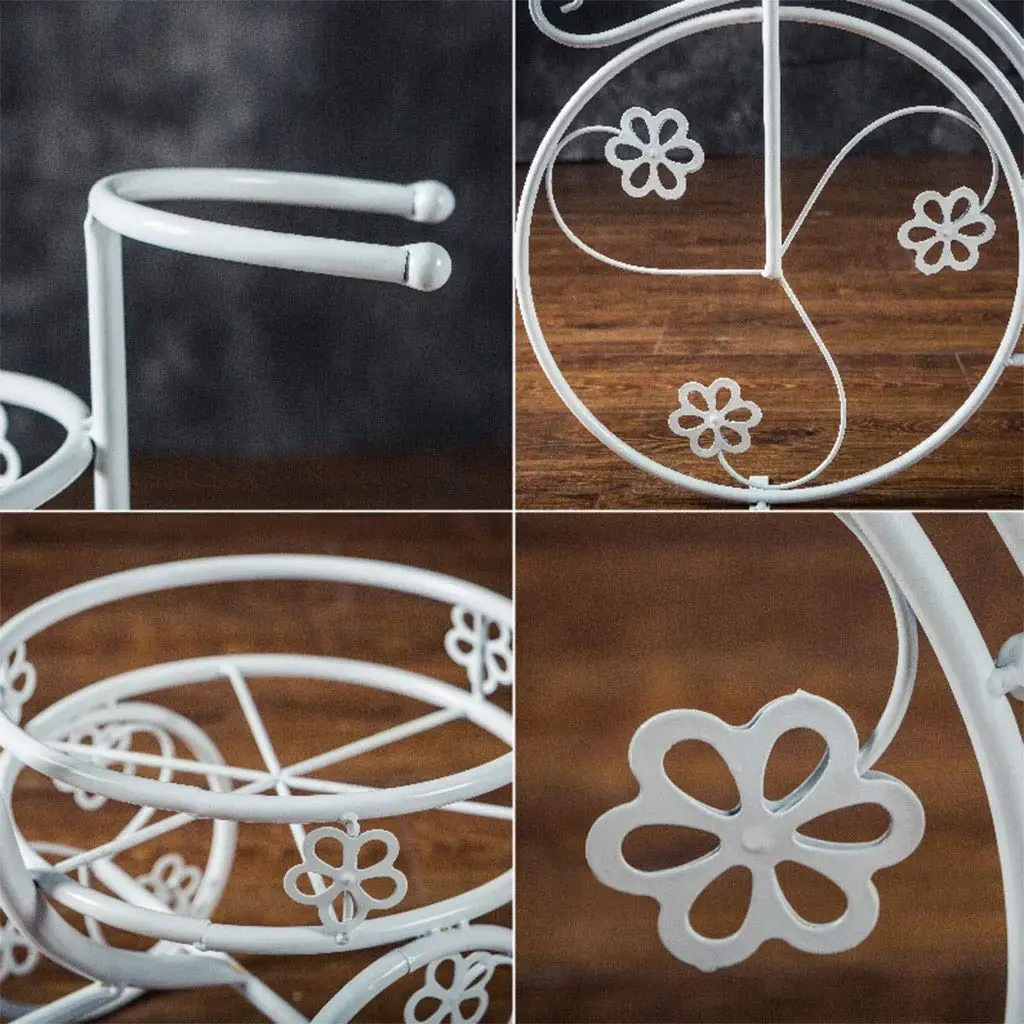 European 2 Layer Floor Standing metal Bicycle design plant stand Home Garden Decor Wrought Iron flower pot rack