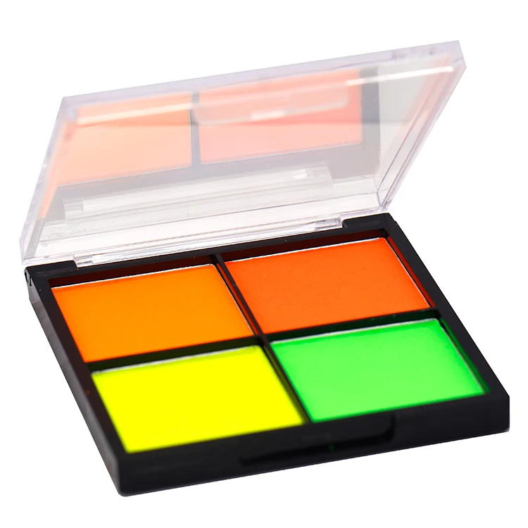 Custom Private Label No Logo New Neon Pigment Eyeshadow Cosmetics Makeup Fluorescent Eyeshadow 4 Color Eye Shadow