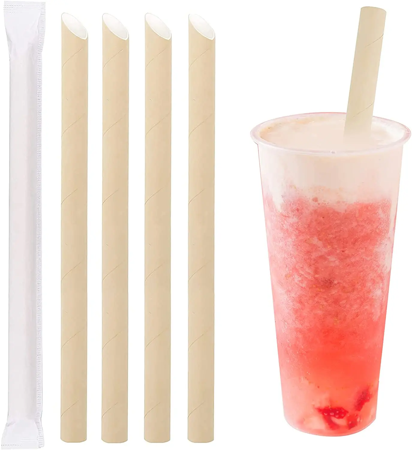 12mm biodegradable Boba Paper Straws Black And White Paper Straws For Milk Tea &Juice