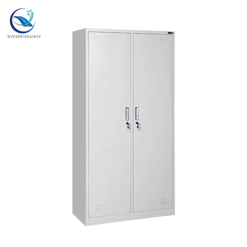Hot Sale Metal Wardrobe Closet 2 Door Steel Storage Cabinet Wardrobe With Hanging Rod