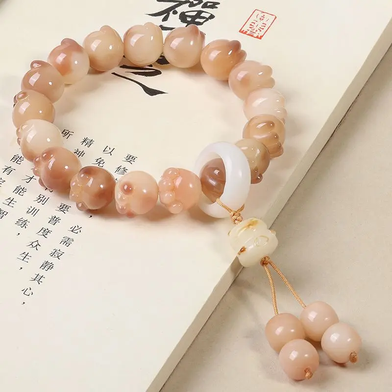 Bodhi Seed Beaded Bracelet Cute cat claw shaped bead elastic rope bracelet for women and little girls Chinese style jewelry