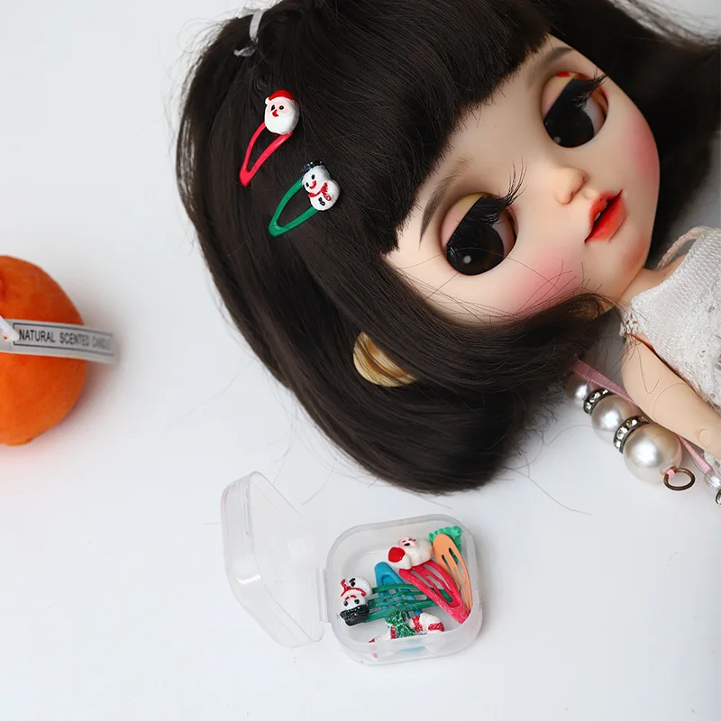 Christmas decorative hair accessories 2.5cm mini epoxy snap hair clips baby girl hair pins Christmas hairpins for child doll