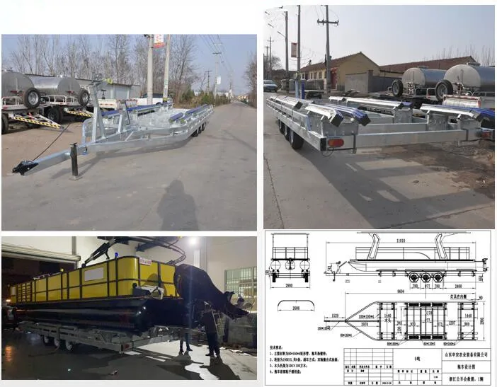 customized 41 foot length three axle galvanized boat trailer