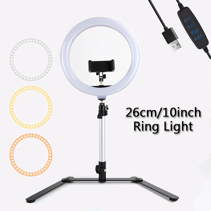 Ring Light Table Tripod for Phone Holder Desktop Shooting Bracket Rotatable Overhead Stand for Vlog Video Cooking Teacher Shoot