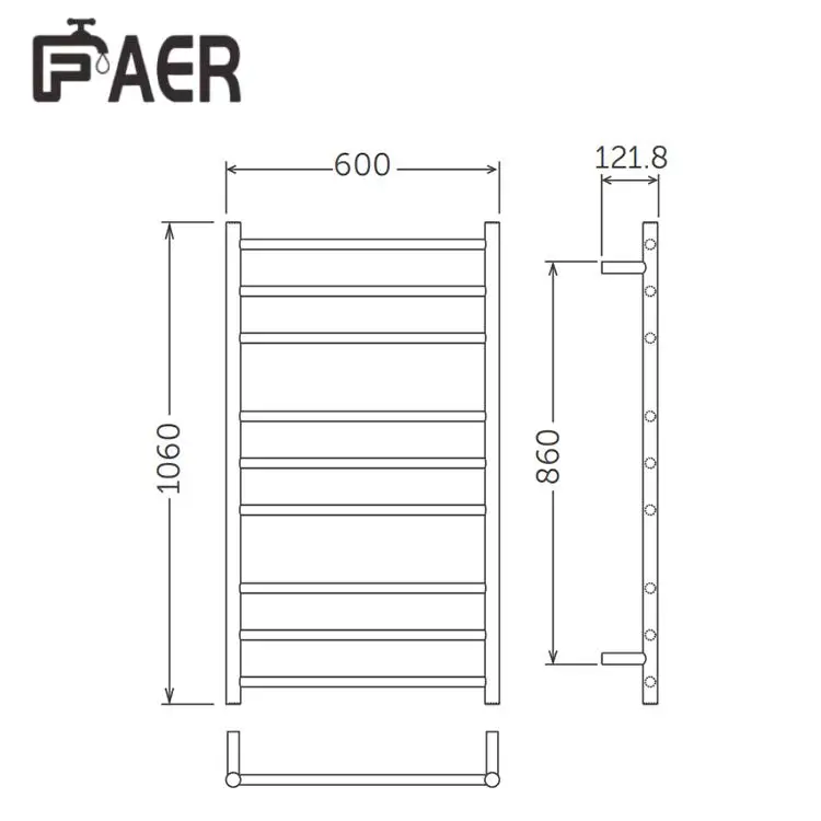 Traditional Design Fashion Wall Mounted 304 Stainless Steel  Ladder Electric Heated Towel Rail Towel Warmer