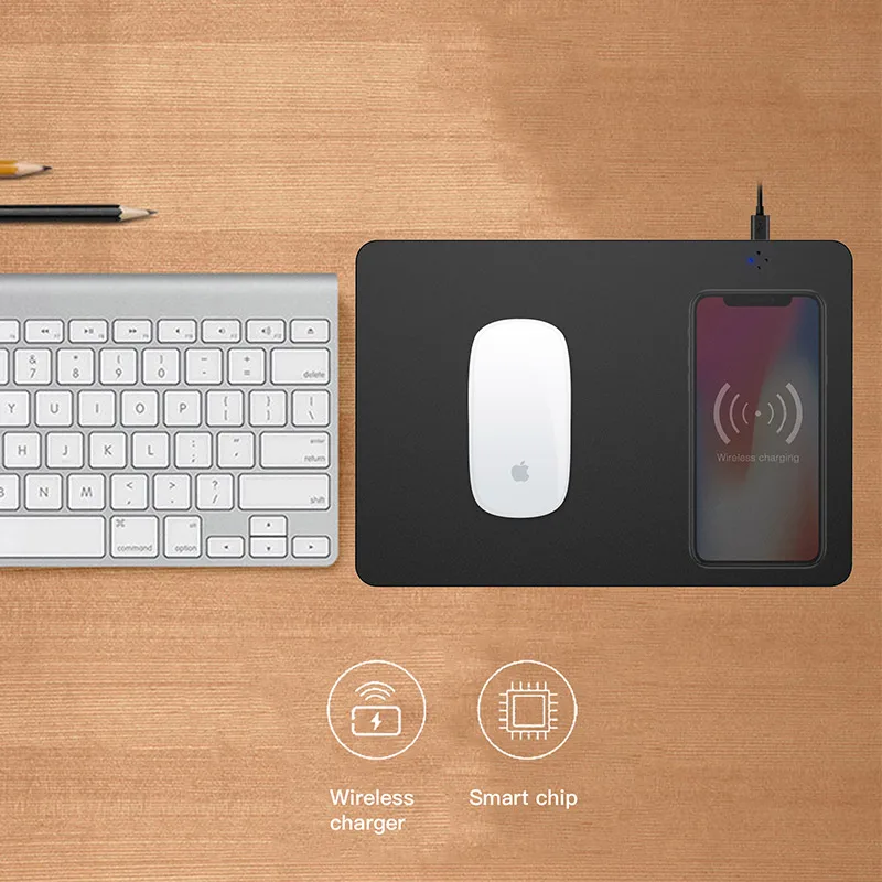 High Quality PU MATERIAL Mouse Pad Custom Logo  Wireless Charging Mouse Pad with usb port