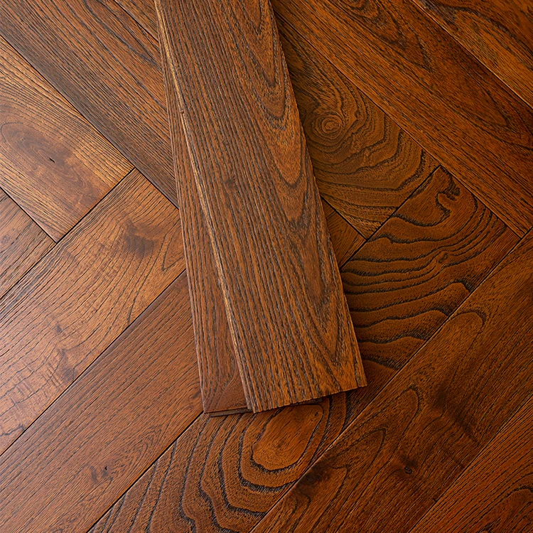 Solid Antique Hand Scraped Asian Teak Parquet Flooring
