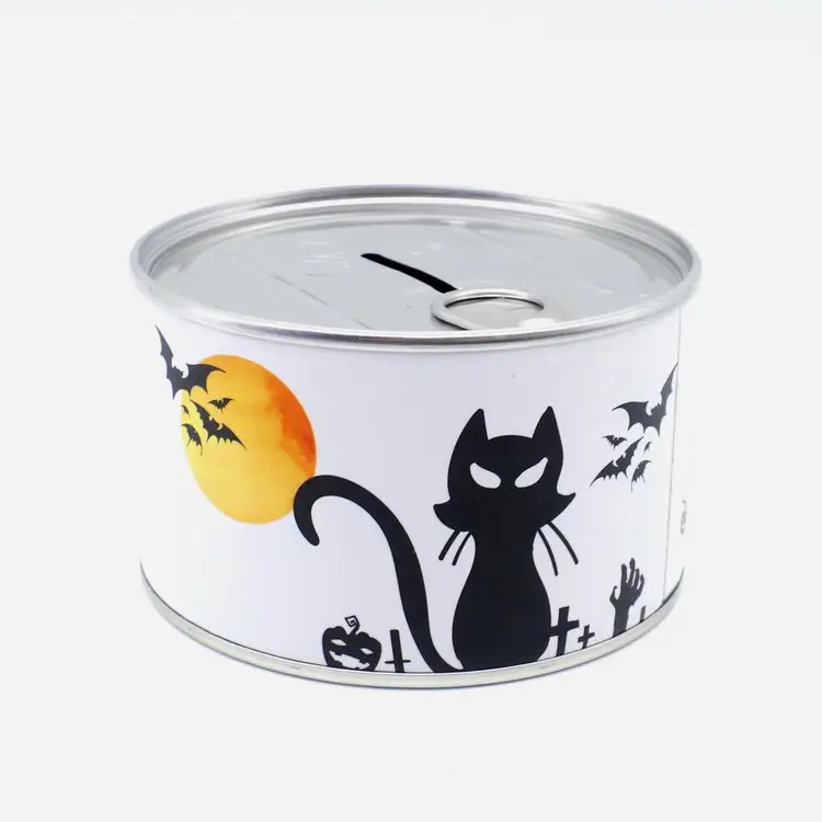 Cat design Tin can money box pull ring money coin bank