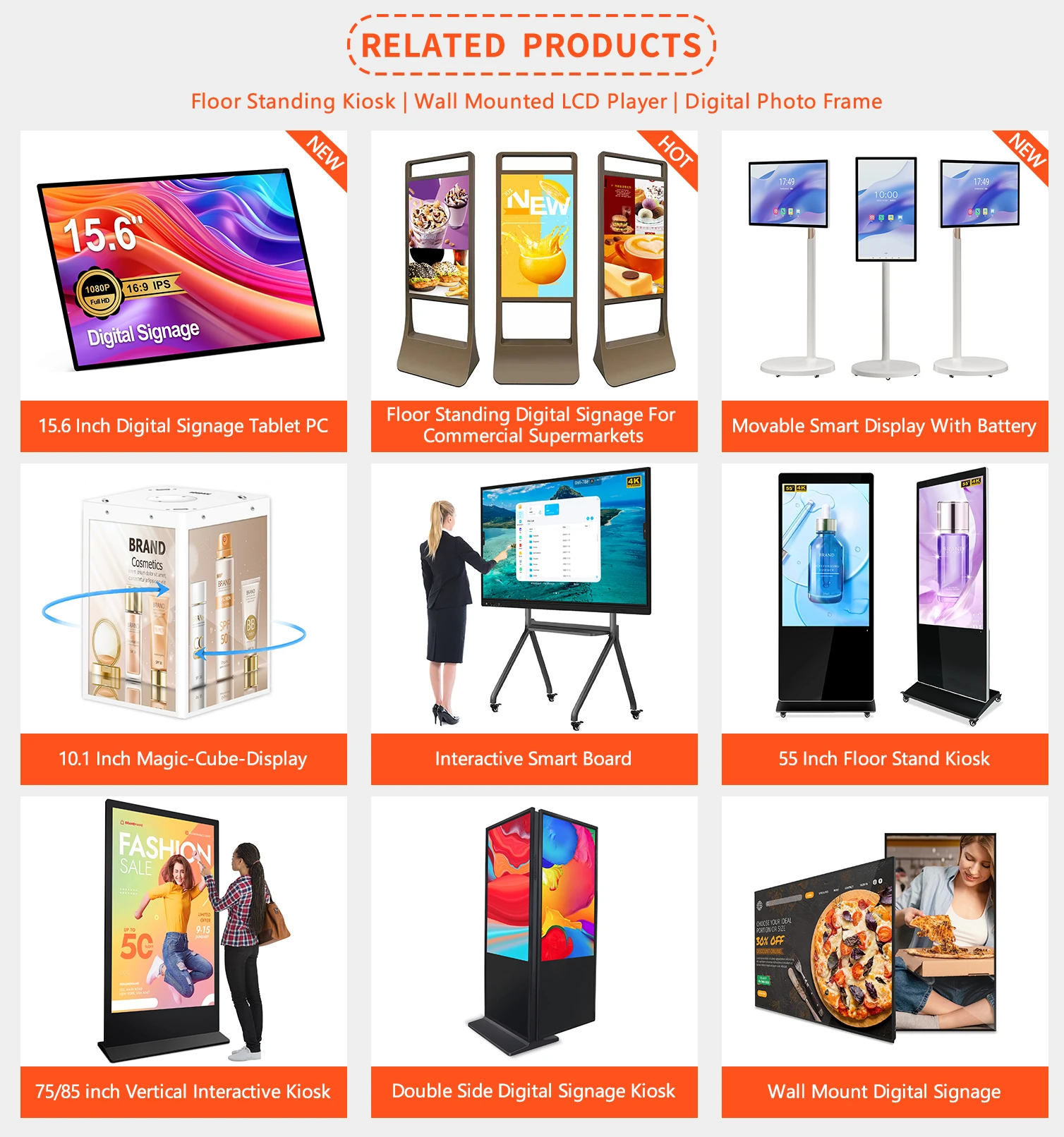 55 Inch Touch Screen Display Kiosk  Floor Standing Interactive Kiosk Screen Digital  Advertising Totem Screen for Advertising