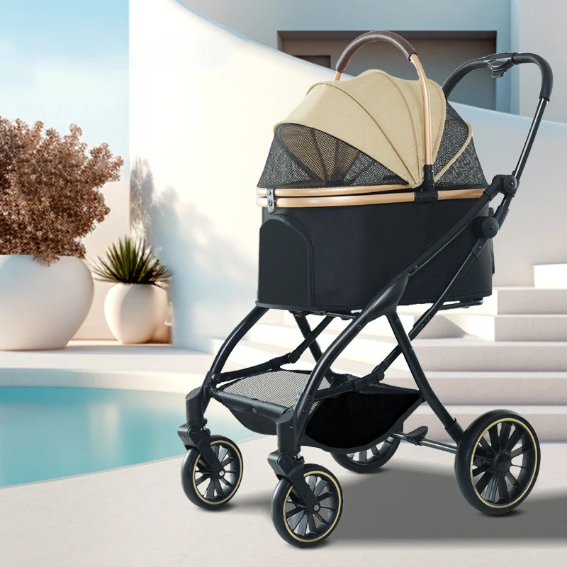 Custom Wholesale High End Cheap Foldable Pet Pram Carrier Gear Trolley Large Dog Stroller