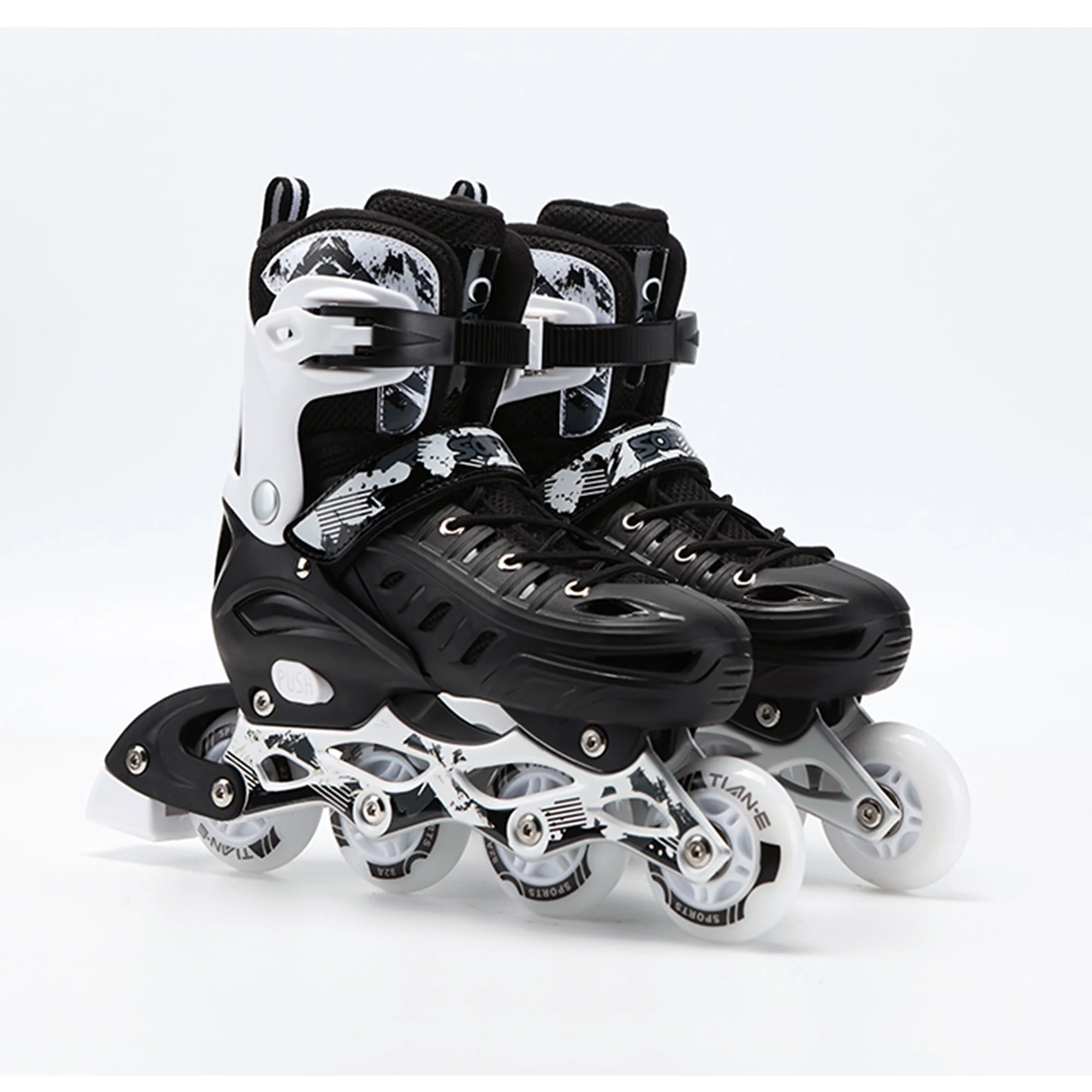 Adult Inline Skates Professional Adjustable Size PP Shell Roller Skates Shoes with 4 wheels Outdoor Flashing Skating