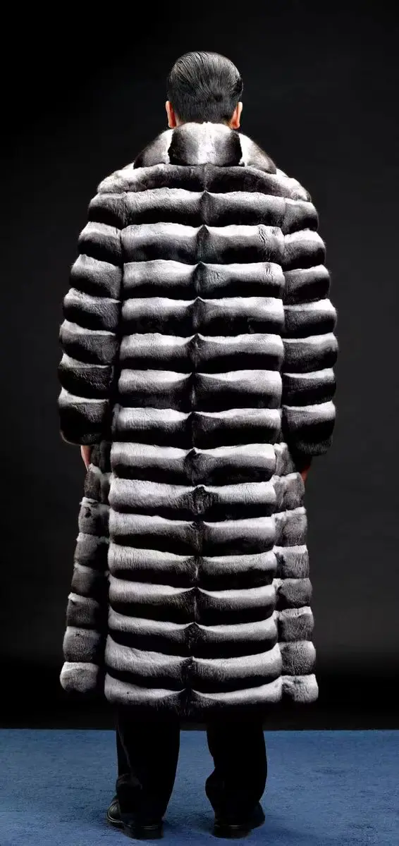 High Quality Top Luxury Extra Long Chinchilla Fur Coat Real Chinchilla Fur Coat For Men And Women