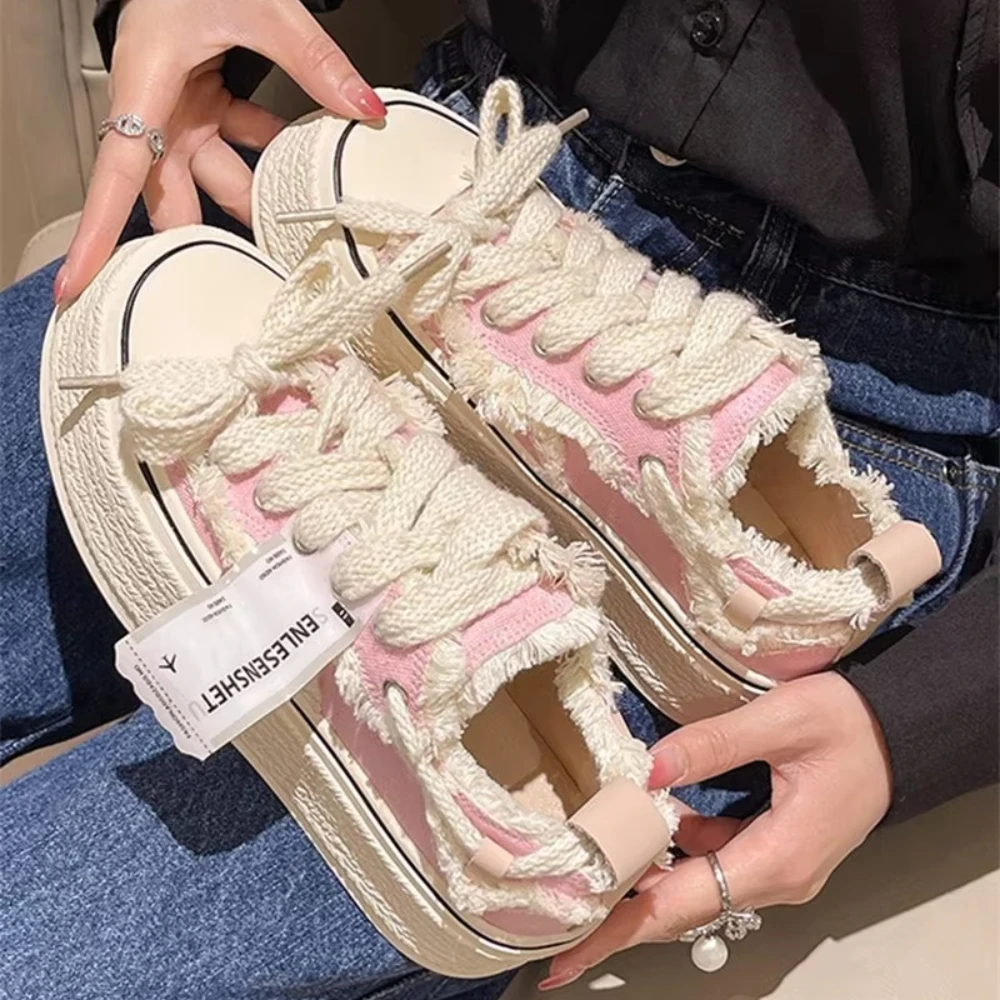 Factory Wholesale Canvas Trendy Shoes High Quality Shoes Women Casual Shoes For Women Vulcanized Platform Sneakers