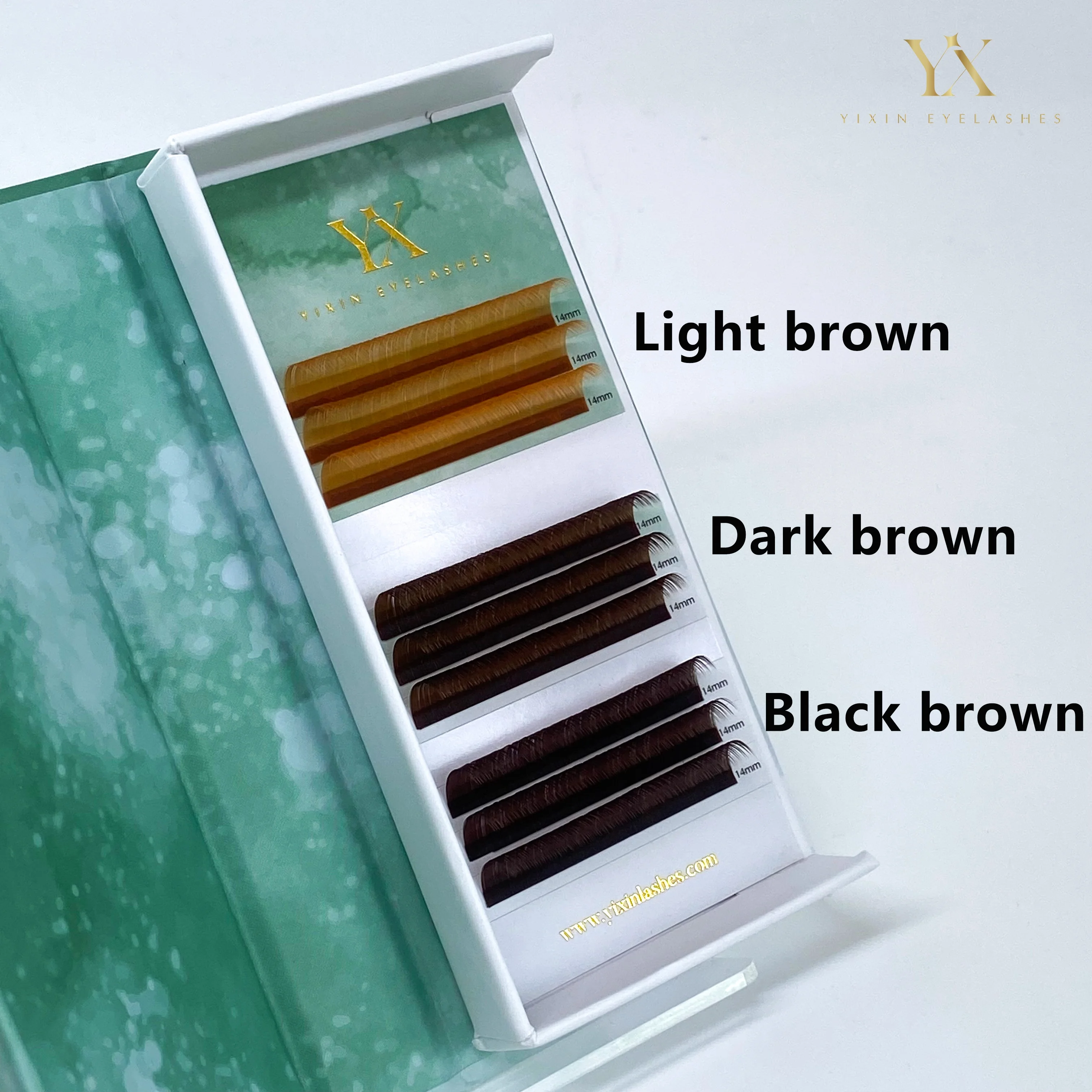 Оптовая продажа разноцветные ресницы с логотипом на заказ темные матовые корейские пушистые 0 05 ручной работы 07 Коричневые Ресницы