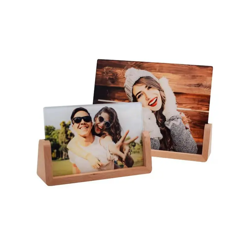 New Thermal Sublimation Acrylic Photo Frame Decora Heat Transfer U-type Wood Bottom Photo Frame Blank Acrylic For DIY Printing