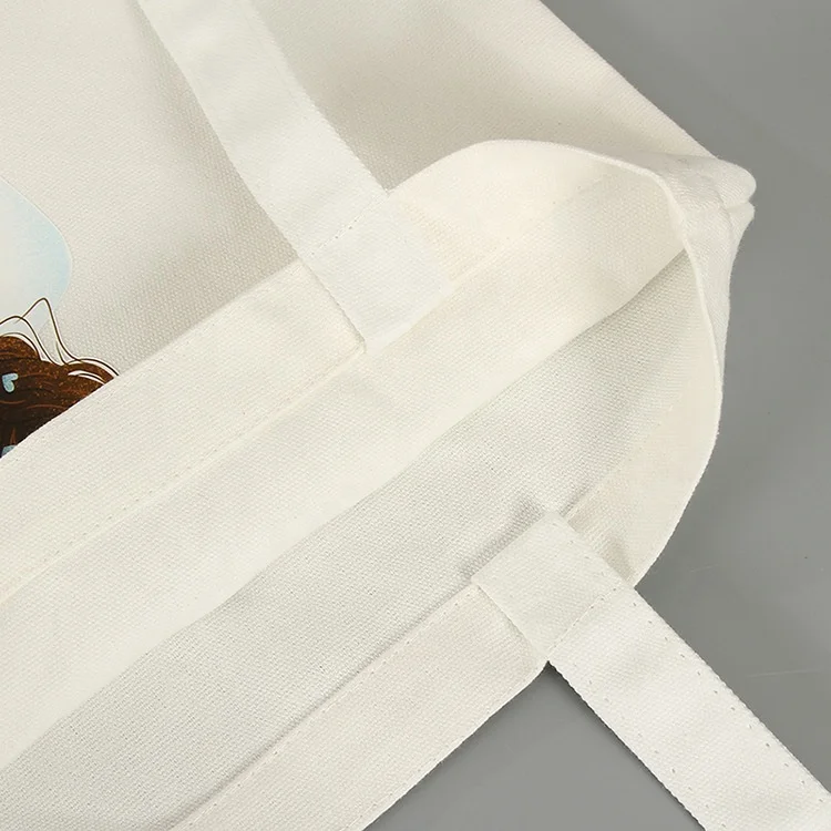 printing reusable women tote bag cotton shoulder  cotton customised bags shopping with logo