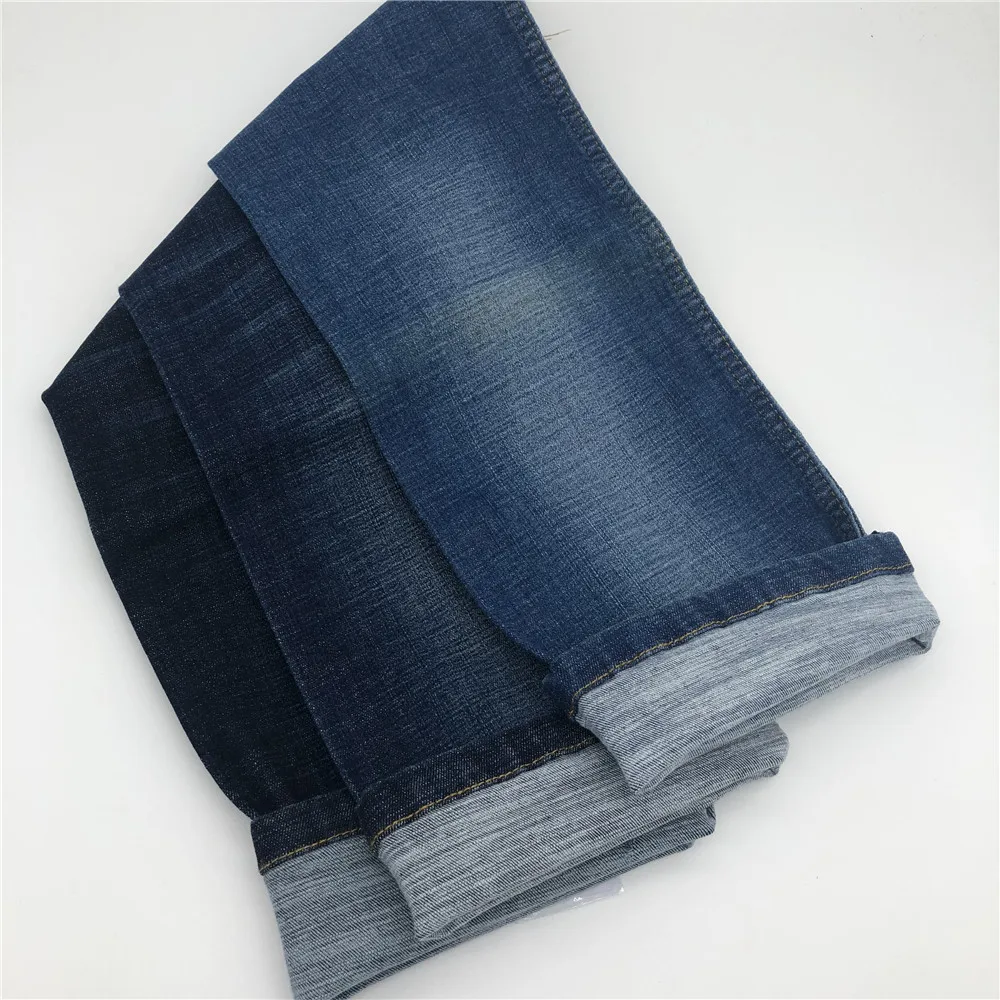 9.1oz indigo 98%cotton 2%elastane blue col stretch denim jeans shirt fabric