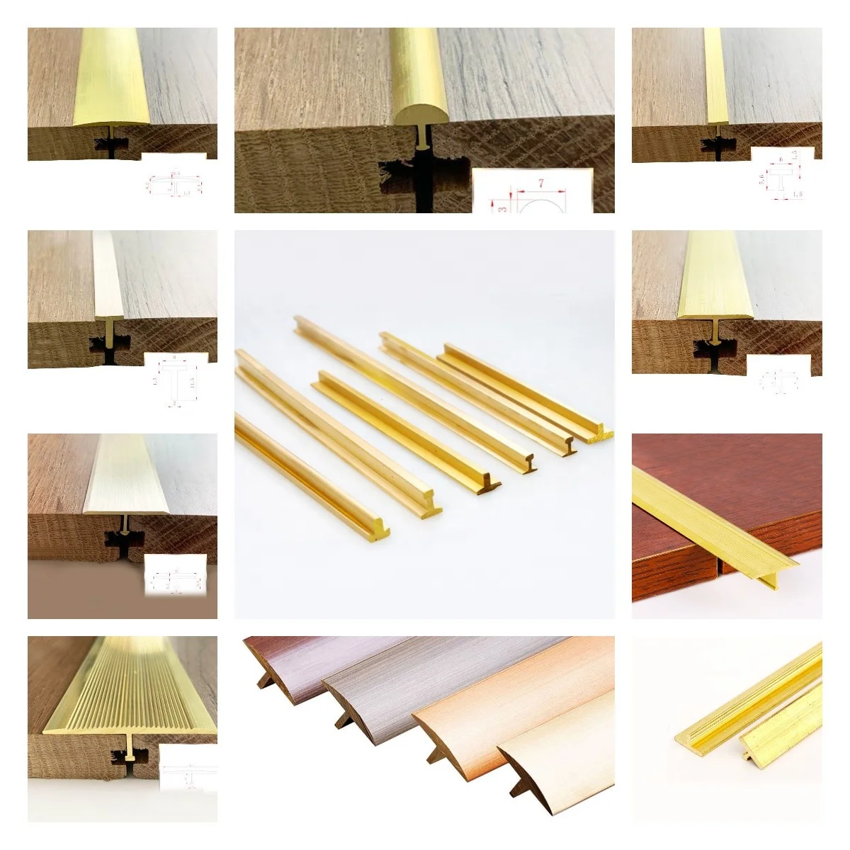 Metal Tiling Tools Bronze Flexible T Shaped Flooring Brass Edge Cover Trim Molding Stair Nosing U Shaped Tile Trim