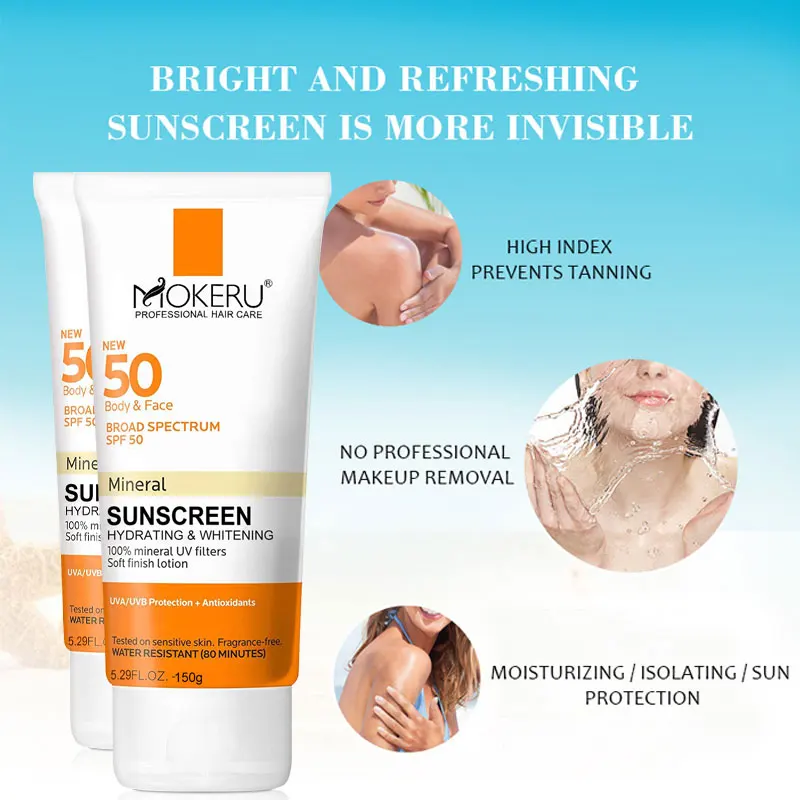 Безмасляный солнцезащитный крем для тела и лица SPF 50 UVA UVB бескислородный чувствительных