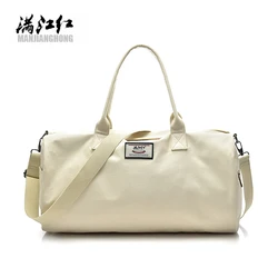 Wholesale White Duffle Weekend Canvas Women Gym Bag With Shoes Travel Duffel Bag
