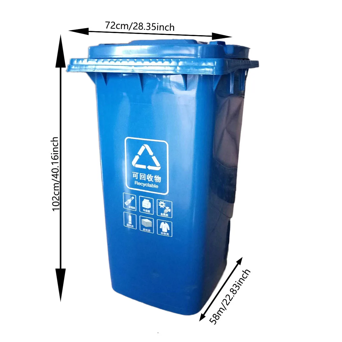 Manufacturer Price 240L Outdoor Trash Can Blue 63.4 Gal Dustbin Wheelie Plastic Waste Bin