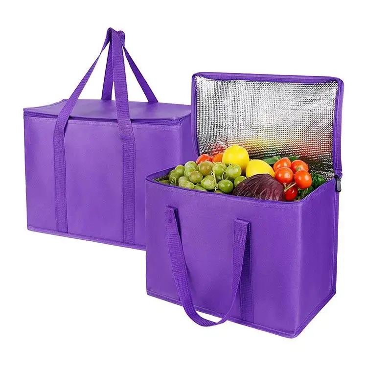 Extra large non woven aluminium foil grocery bag tote cooler