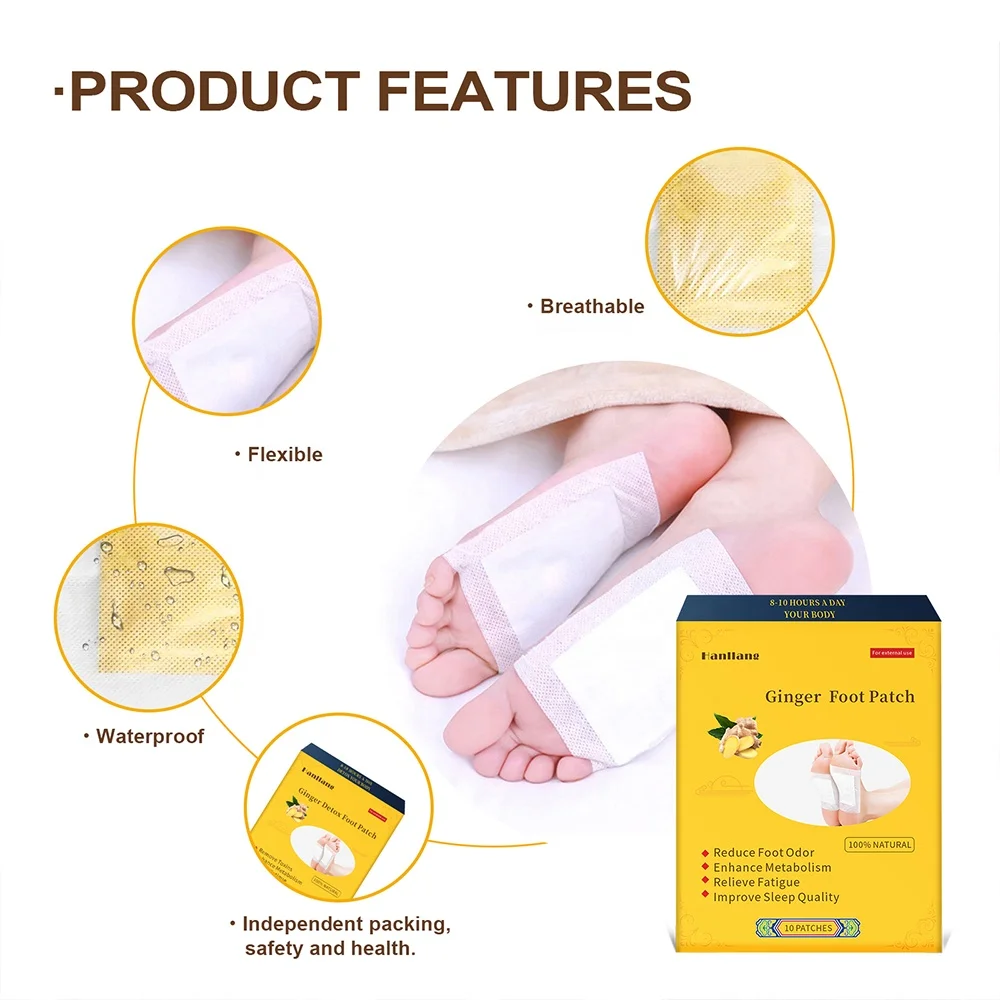 Natural Herbal Ginger Feet Body Toxins Cleansing Relieve Stress Help Sleeping Detox Foot Patches