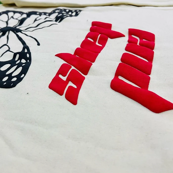 HuiLi OEM factory one stop custom screen printing cropped hoodie men 3d puff print cut edge raw hem boxy hoodie