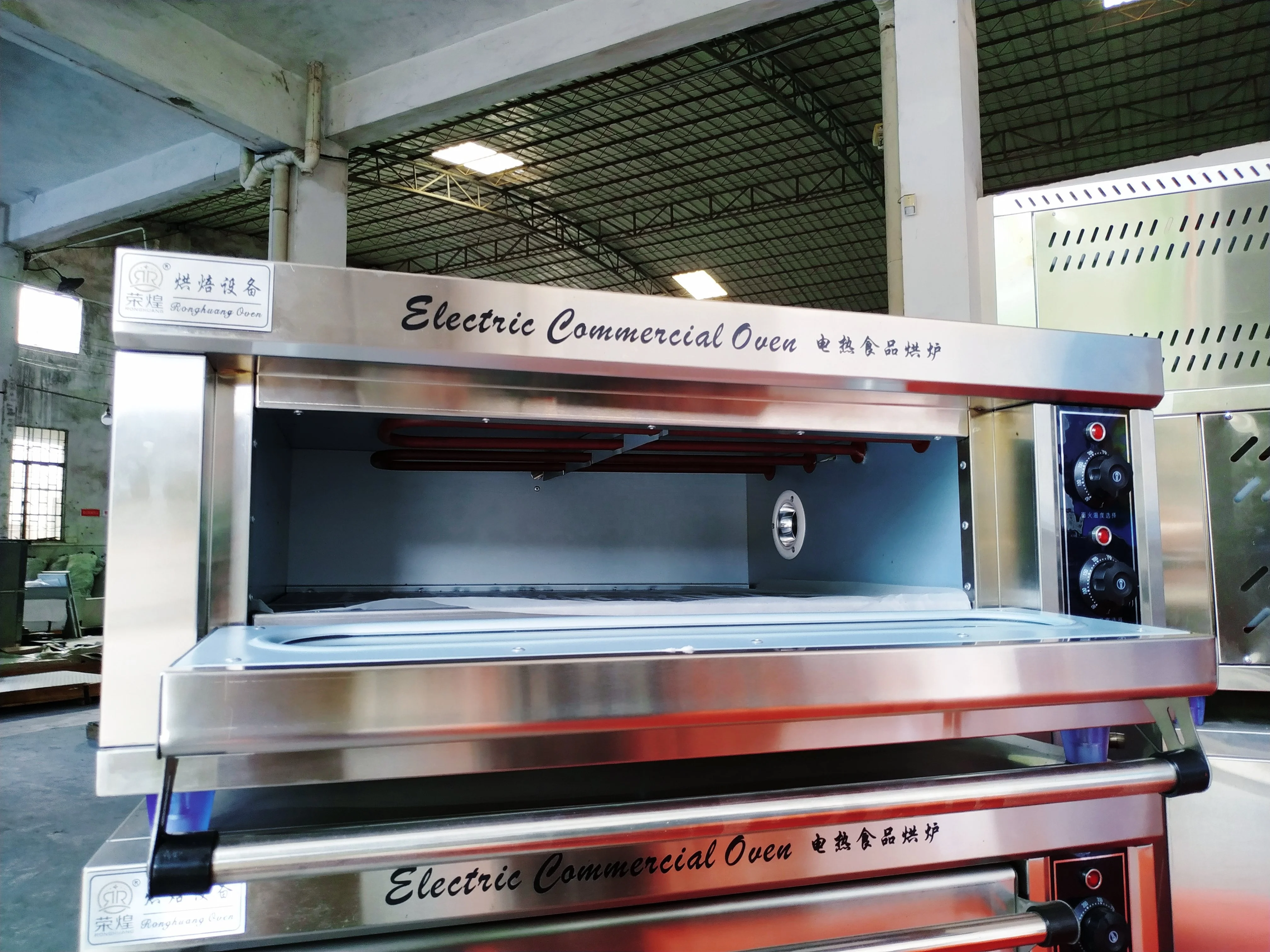 220V Commercial Pizza Baking Equipment with Knob Temperature controller 1 Layer Stainless Steel Stone Electric Oven