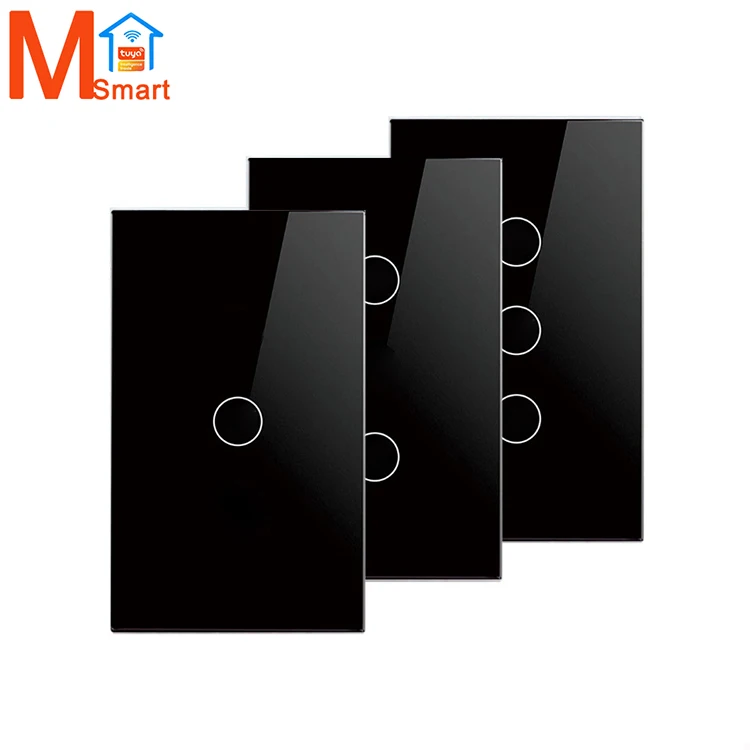 Porular New US Standard tuya touch screen light smart switch wifi app control home wall smart switch wifi