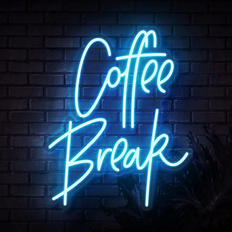 LED luminous blue coffee letters can be customized with silicone neon lights china cafe  neon sign making