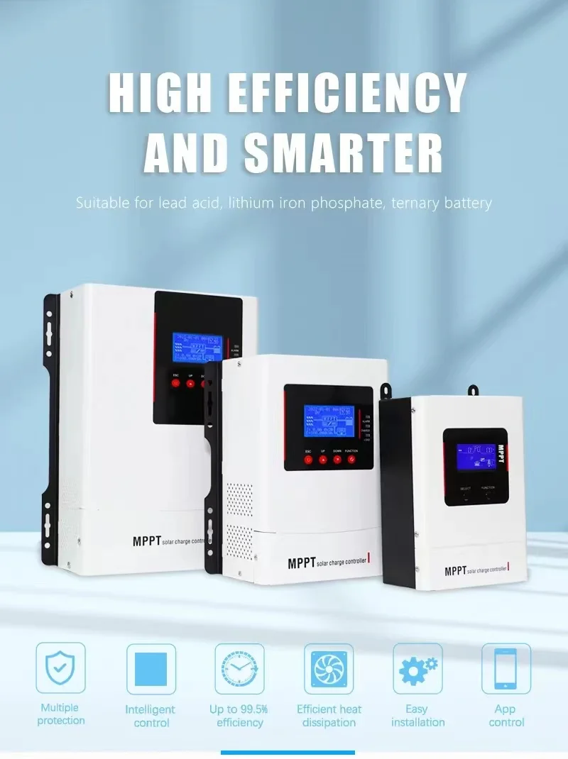 High Efficiency 30A-100A MPPT Solar Charger Controller from China Factory Outlet 12V 24V 36V 48V for Solar Energy Systems