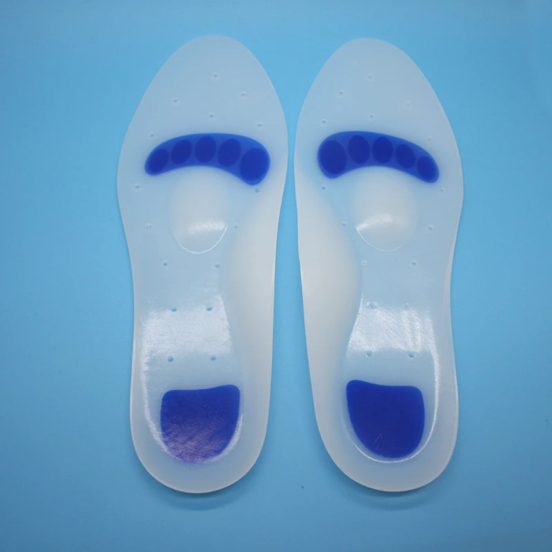 Orthopedic Silicone Flat Foot Arch Support Insoles Medical Silicone Shock Gel Absorbing Insole with Airholes