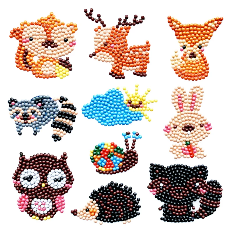 Wholesale Child Diamond Cartoon Animal Squirrel Rabbit Deer Mosaic Sticker,Cup Refrigerator Mobile Phone Free Stickers