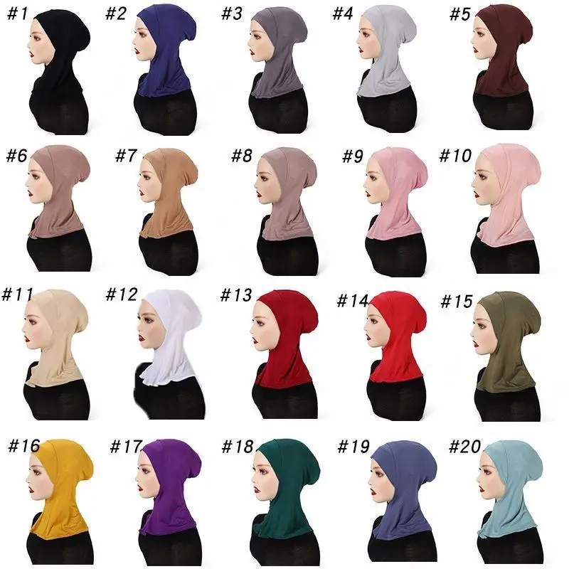 Wholesale New Jersey Cotton Solid Color Malaysia Underscarf Undercap Ninja Muslim Over Neck Inner Hijab Caps For Women