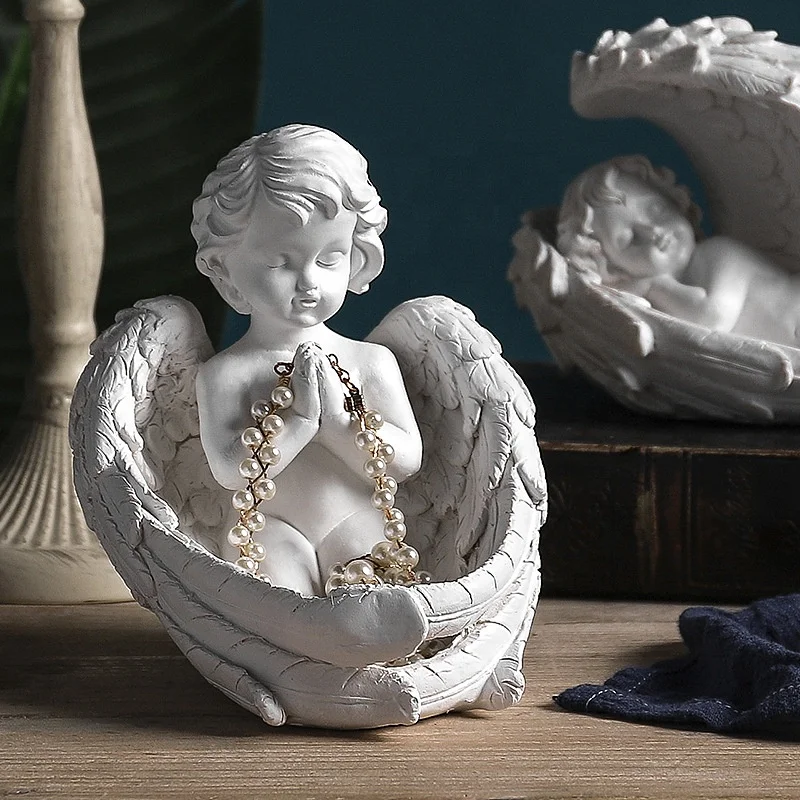 Crafts Home Decoration SCULPTURE Angels Modern Resin Europe White Angel Statue Cherub