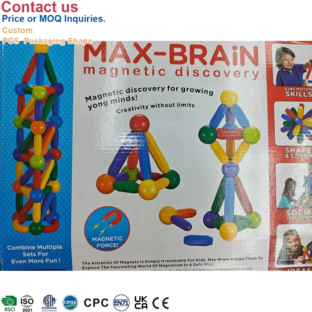Hot Sale Cheap  Low MOQ Educational Magnetic Toys 3D Building Sticks  Large Magnetic Octagonal Sticks Balls  for Kids