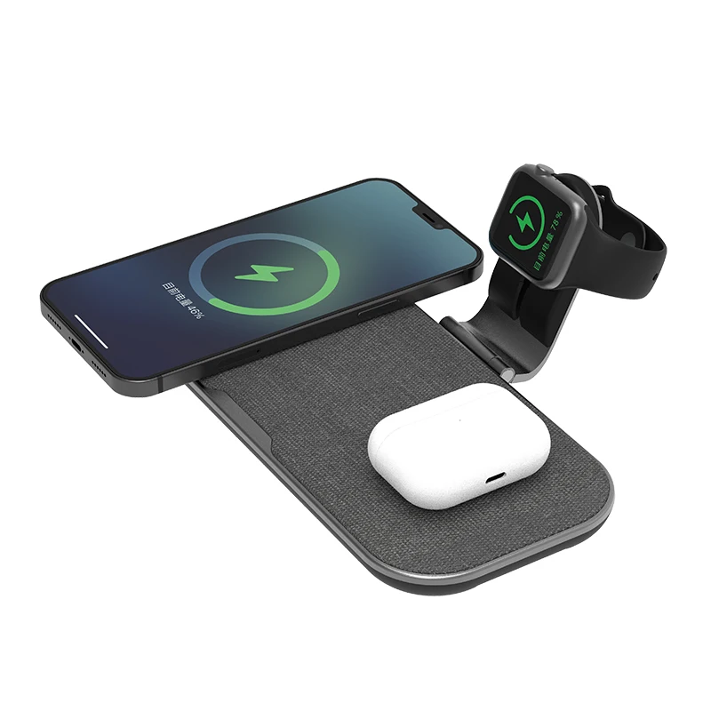 Trending Products 2022 Desktop 3 in 1 Multifunctional Fast Charger Pad Qi Wireless Charging Stand