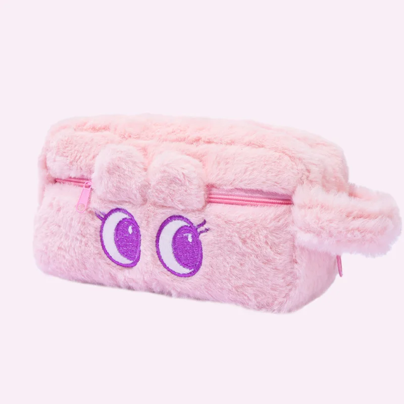 POSH DREAMS Korean ins girl heart cartoon crocodile rabbit eyes plush pencil bag student cute large capacity storage bag