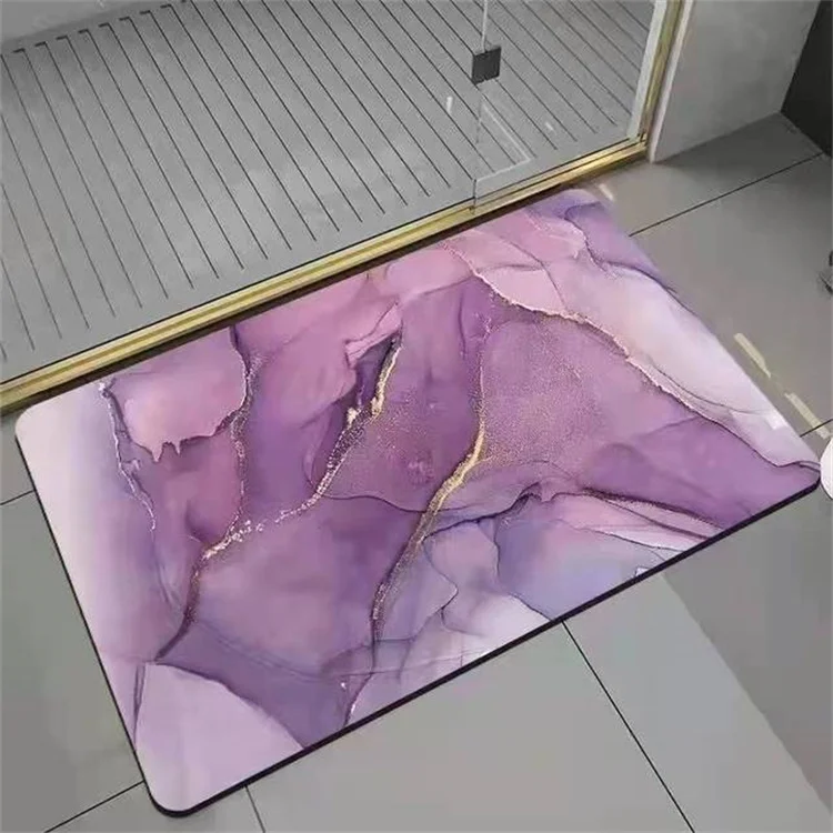 Marble Pattern Printing Quick Drying Bathroom Mat Home Decoration Absorbent Diatom Mud Bath Mat