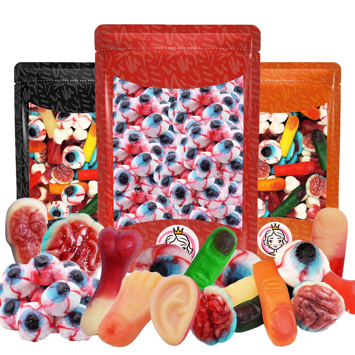 OEM/OEM Halal Bulk Gelatin Jelly Candy Halloween Eyes finger Prank Gummy Candy Bonbons Wholesale