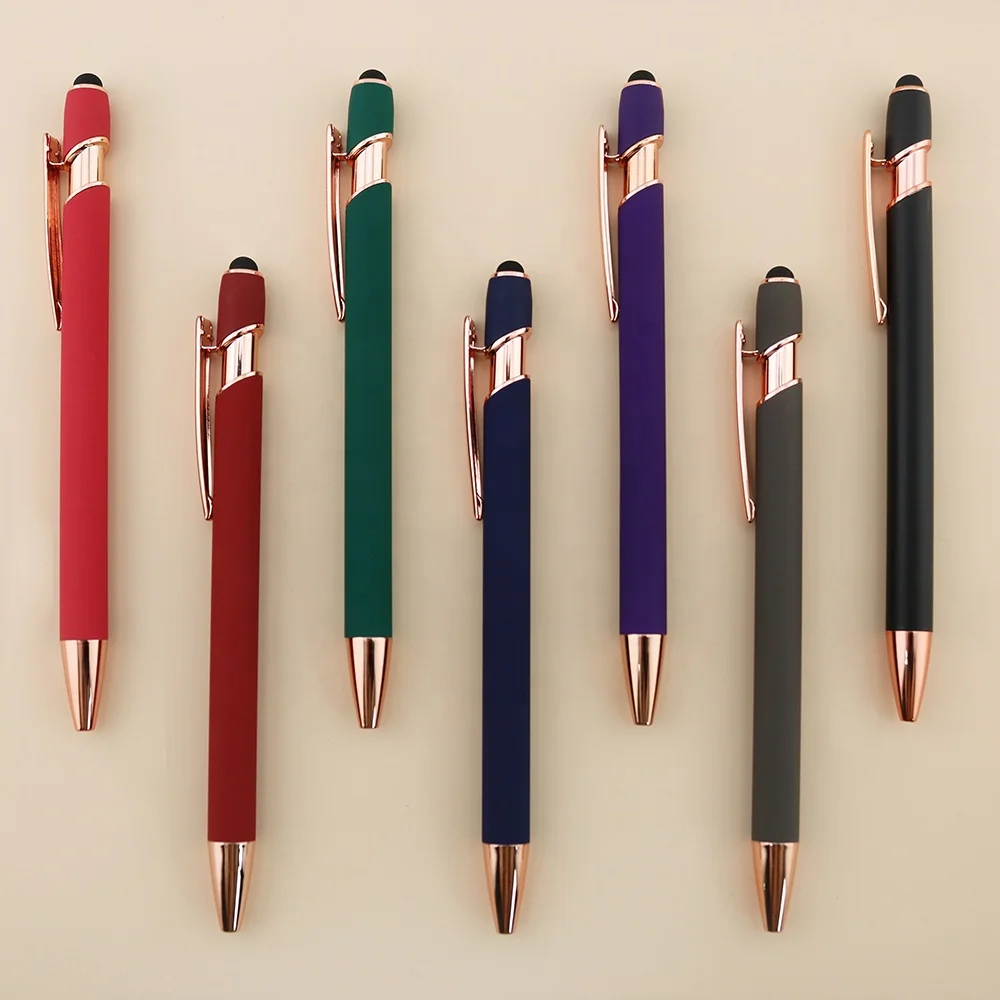Eye-catching promotional pen custom logo ballpoint pen stylus rose gold metal pens with custom logo promotional