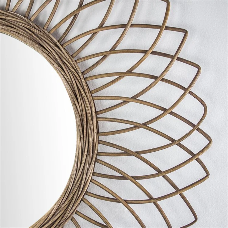 YRMT New Dresser Wicker Round Rattan Mirror Home Decor Art Wall Hanging Wicker Mirror