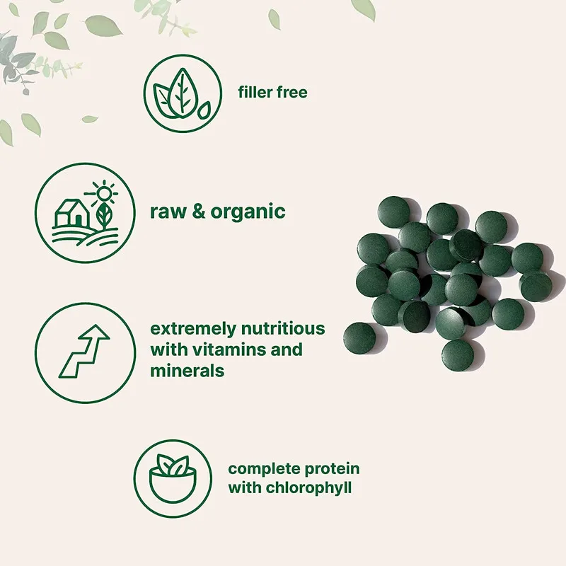 OEM/ODM/OBM Pure Natural Vegan Green Spirulina Extract Spirulina Tablets Bulk Healthcare Supplements Food Grade Spirulina Tablet