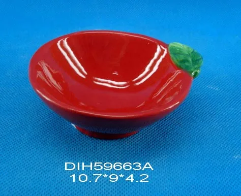 Hand-painted ceramic red shaped dish for home/kitchen decoration