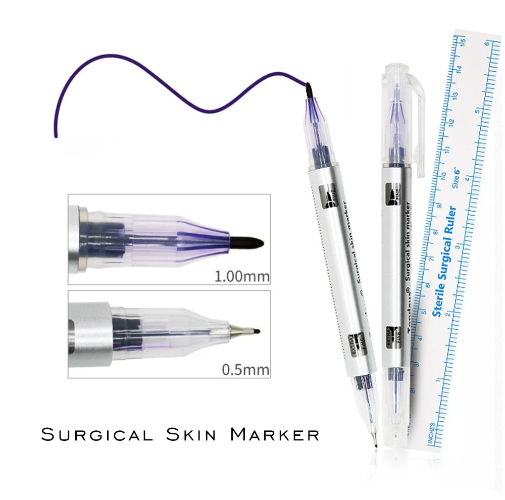 Disposable Double Tipped Surgical Skin Marker Pens 0.5 and 1.0mm Non-toxic Gentian Ink Permanent Waterproof Marker Pen
